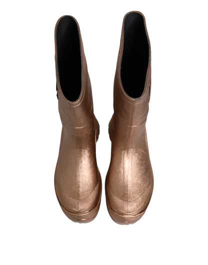 Dolce & Gabbana Metallic Gold Pull On Rain Boots Shoes
