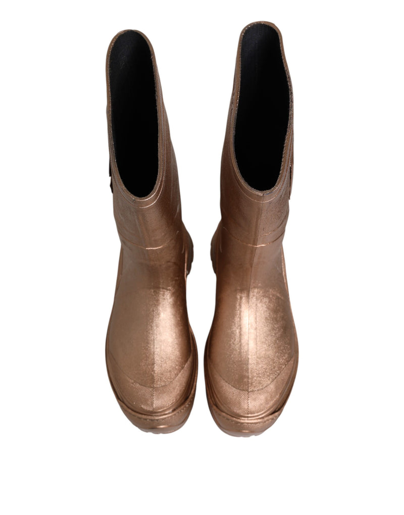 Dolce & Gabbana Metallic Gold Pull On Rain Boots for Men