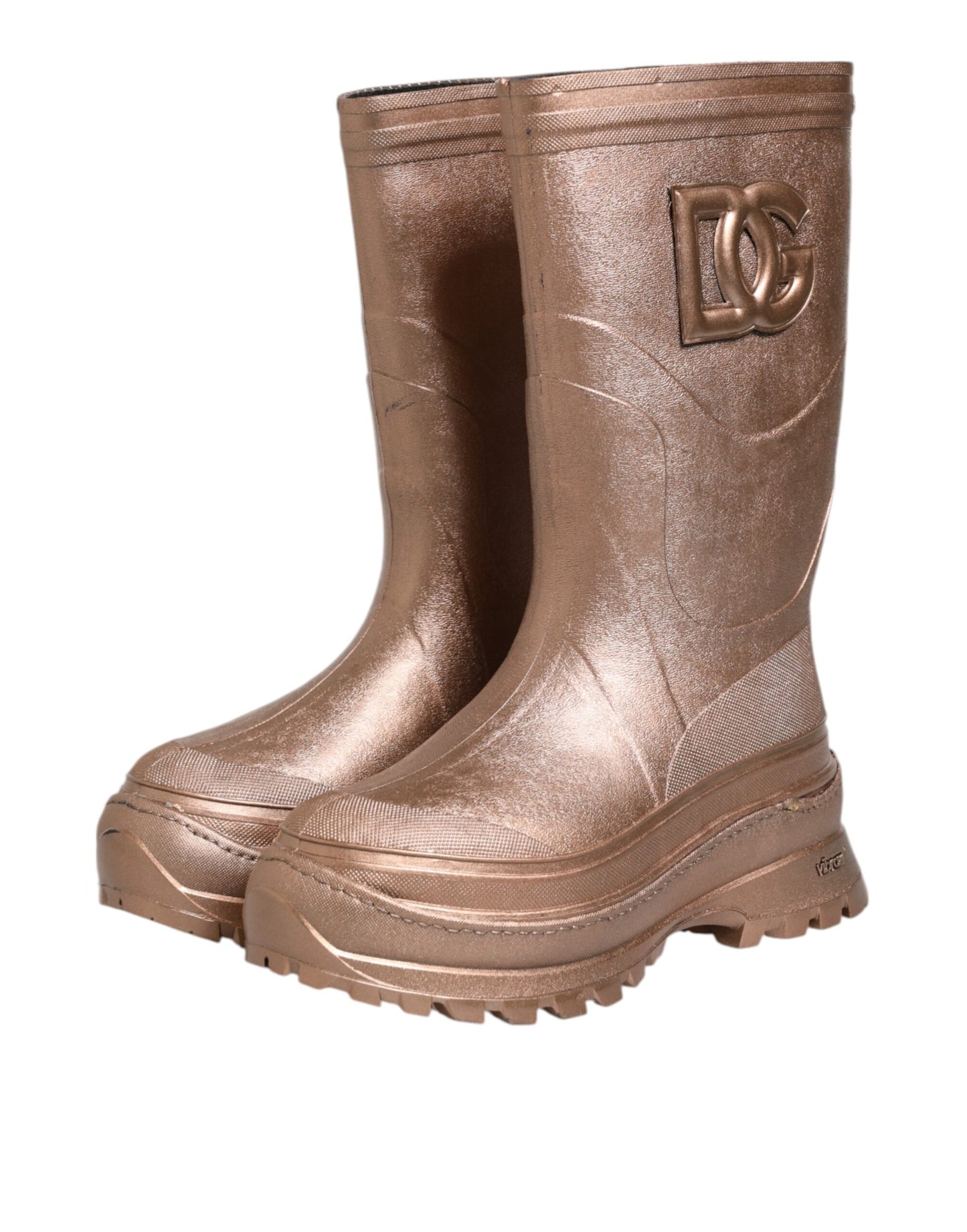 Dolce & Gabbana Metallic Gold Pull On Rain Boots Shoes