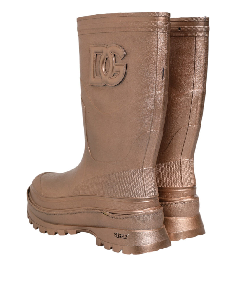 Dolce & Gabbana Metallic Gold Pull On Rain Boots for Men