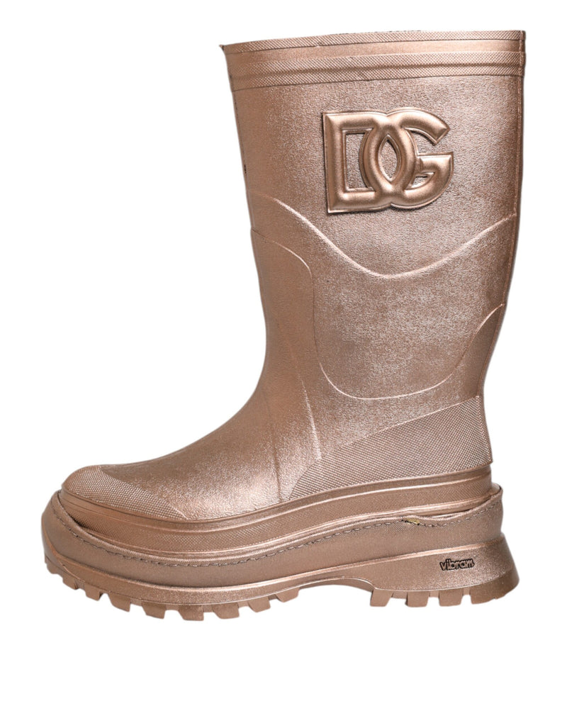 Dolce & Gabbana Metallic Gold Pull On Rain Boots for Men