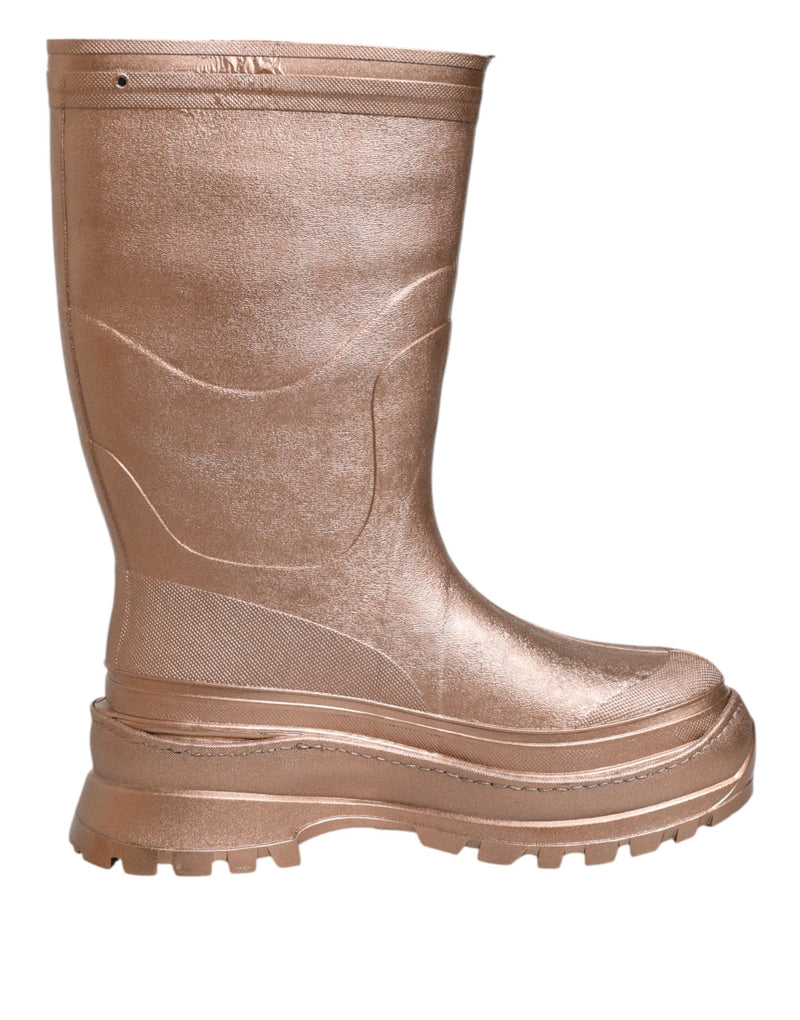Dolce & Gabbana Metallic Gold Pull On Rain Boots for Men