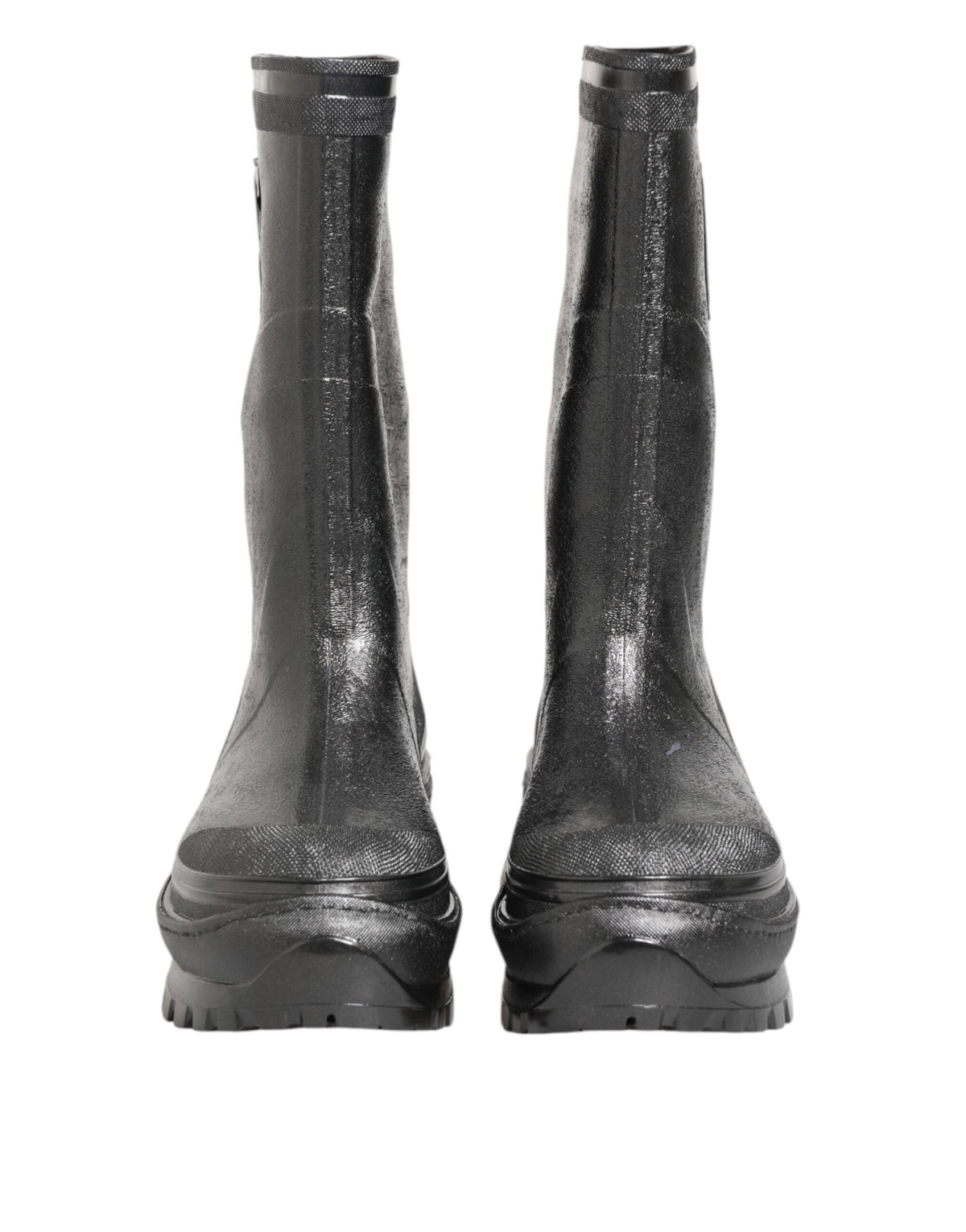 Dolce & Gabbana Metallic Black Pull On Rain Boots for Men