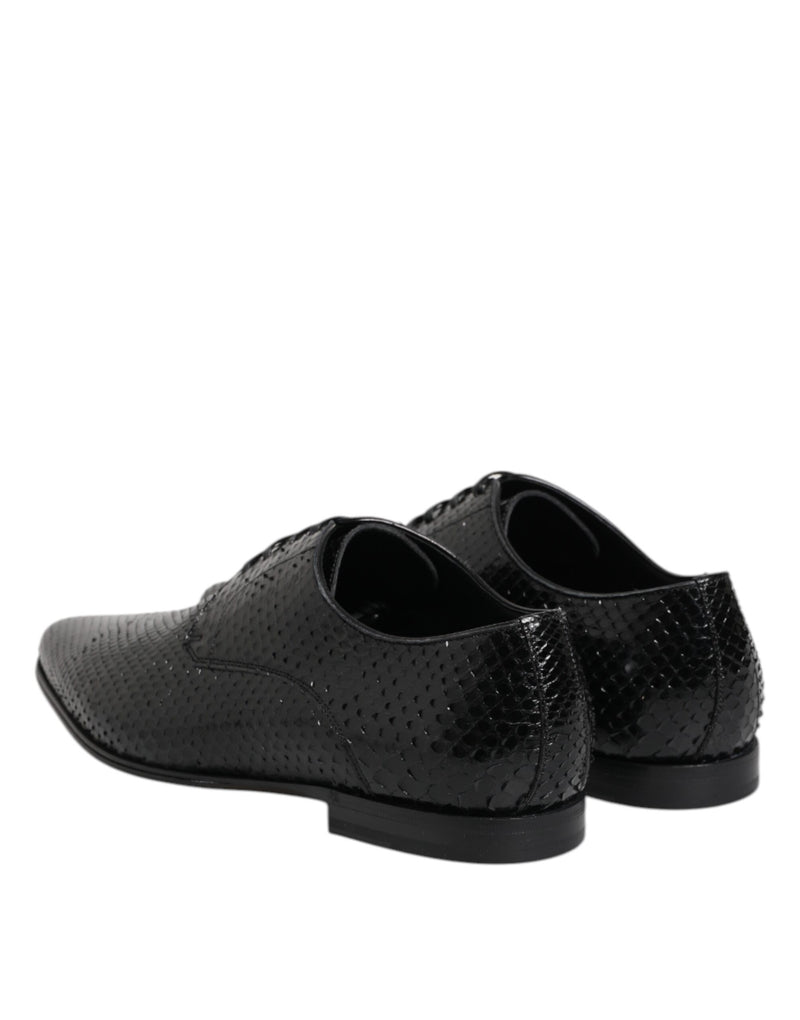 Dolce & Gabbana Black Exotic Leather Lace Up Derby Shoes