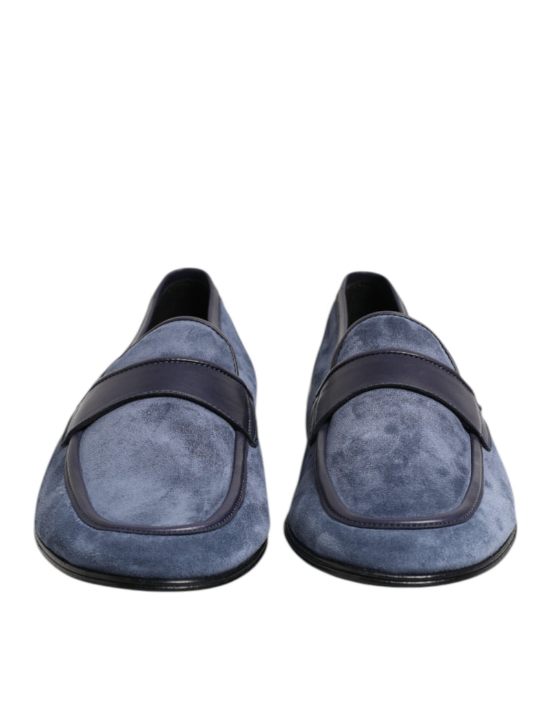 Dolce & Gabbana Ariosto Blue Suede Leather Loafers