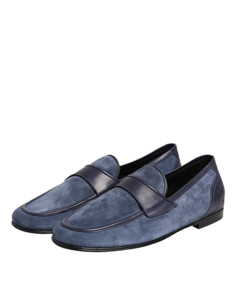 Dolce & Gabbana Ariosto Blue Suede Leather Loafers