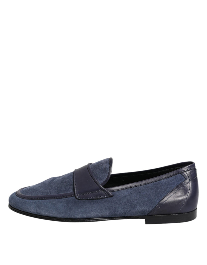 Dolce & Gabbana Ariosto Blue Suede Leather Loafers