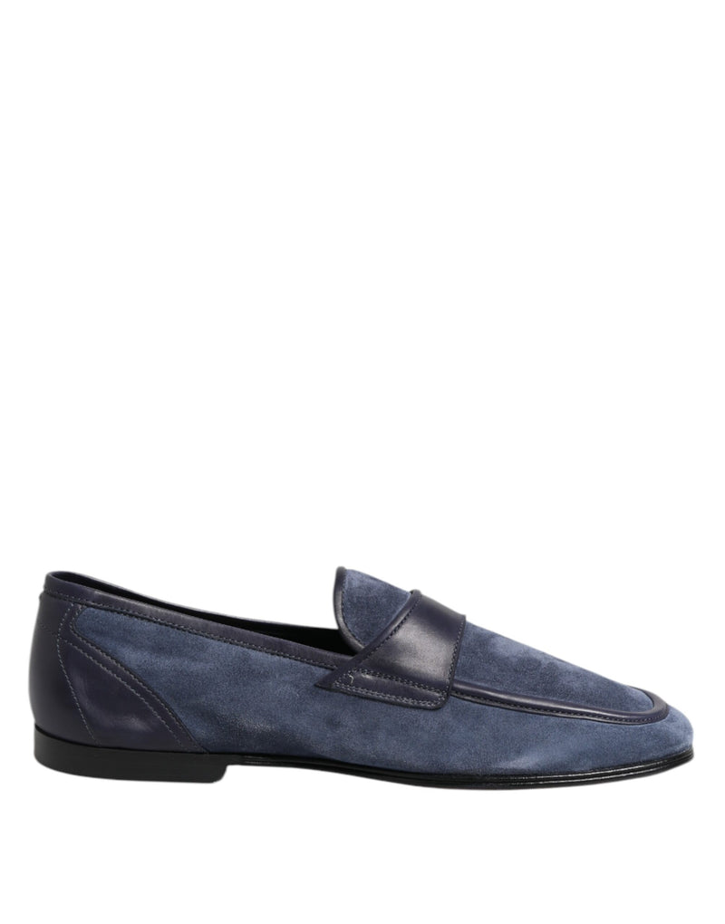 Dolce & Gabbana Ariosto Blue Suede Leather Loafers