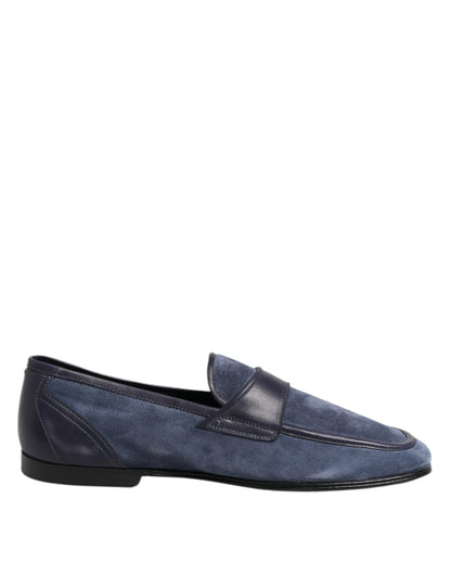 Dolce & Gabbana Blue Suede Leather Loafers Moccasin Shoes