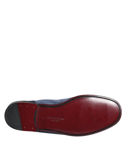 Dolce & Gabbana Blue Suede Leather Loafers Moccasin Shoes
