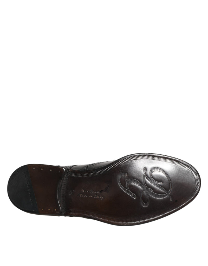 Dolce & Gabbana Black Leather Derby Wingtip Formal Shoes