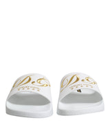 Dolce & Gabbana White Leather Slides Sandals for Men