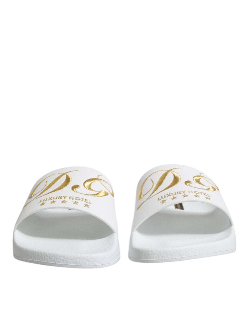 Dolce & Gabbana White Leather Slides Sandals for Men