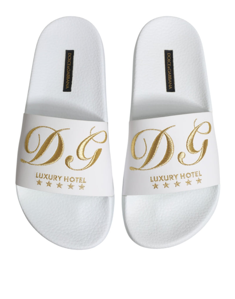 Dolce & Gabbana White Leather Slides Sandals for Men