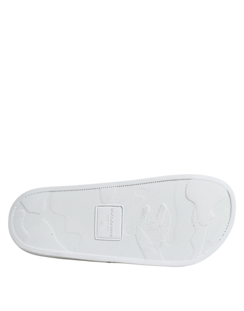 Dolce & Gabbana White Leather Slides Sandals for Men