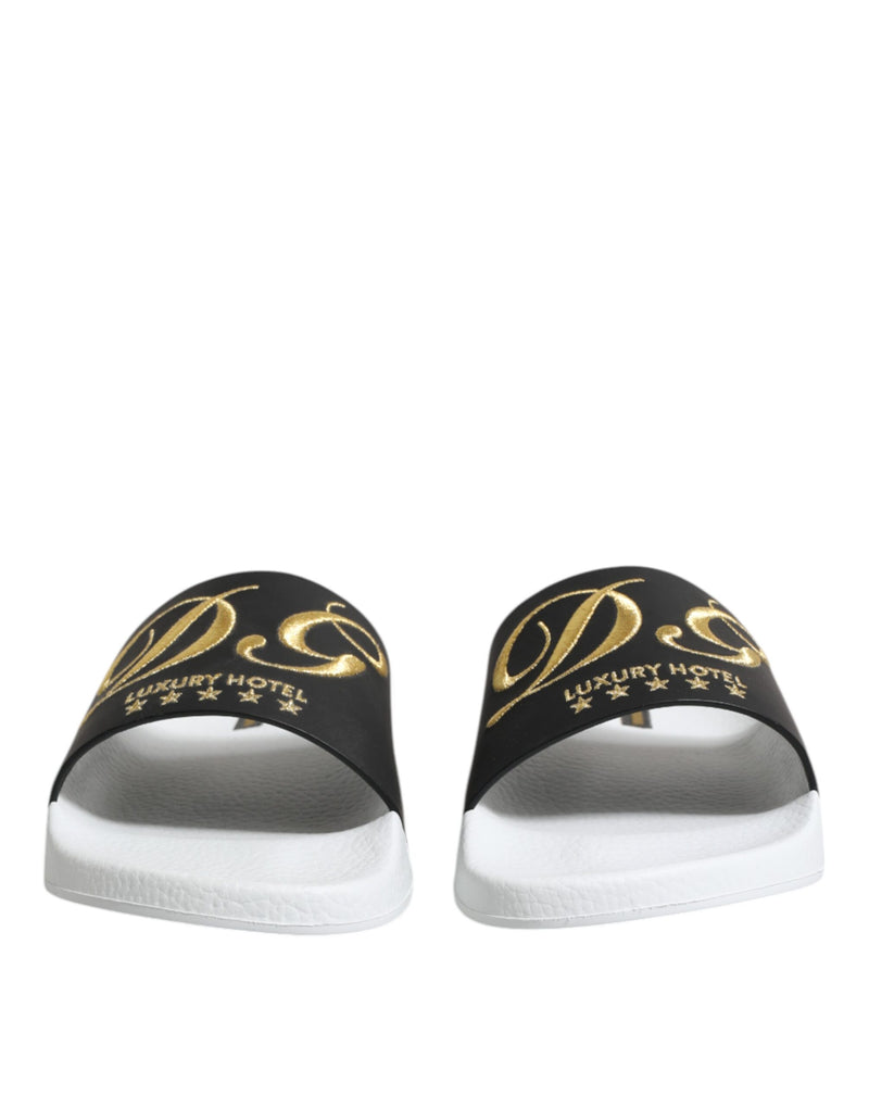 Sandales en cuir noir et blanc Dolce & Gabbana pour la plage