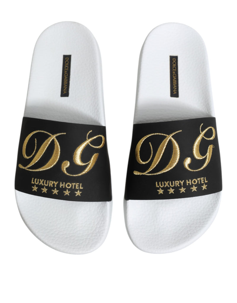 Sandales en cuir noir et blanc Dolce & Gabbana pour la plage
