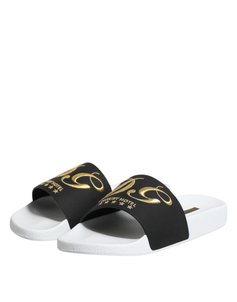 Sandales en cuir noir et blanc Dolce & Gabbana pour la plage