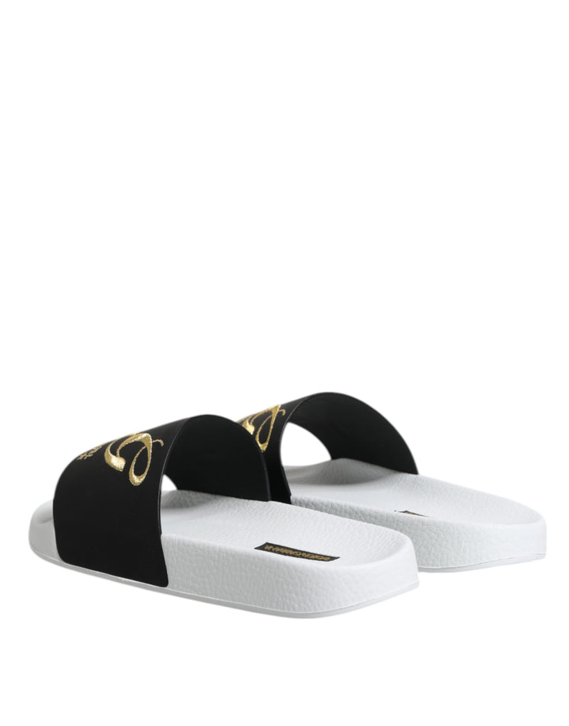 Sandales en cuir noir et blanc Dolce & Gabbana pour la plage
