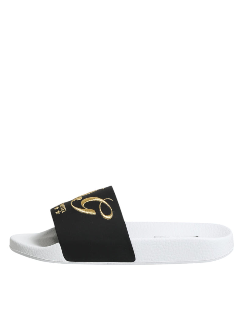 Sandales en cuir noir et blanc Dolce & Gabbana pour la plage