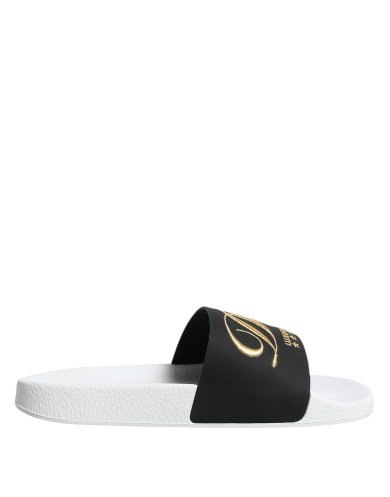 Sandales en cuir noir et blanc Dolce & Gabbana pour la plage