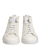 Dolce & Gabbana White Leather Mid Top Sneakers