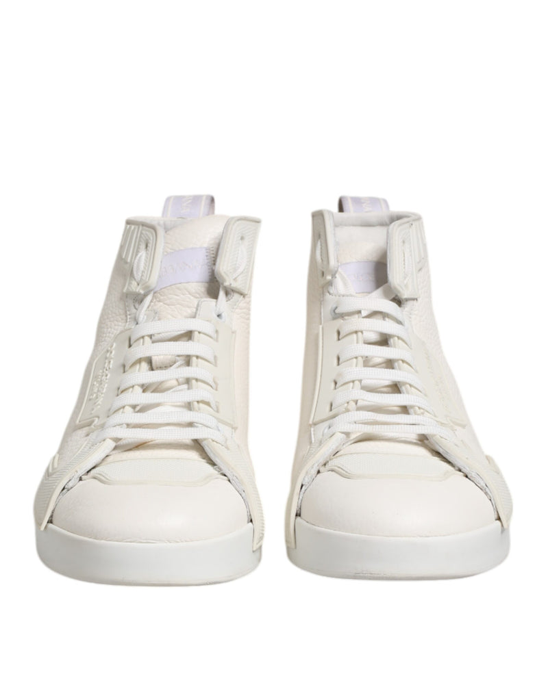 Dolce & Gabbana White Leather Mid Top Sneakers - Luxurious Style