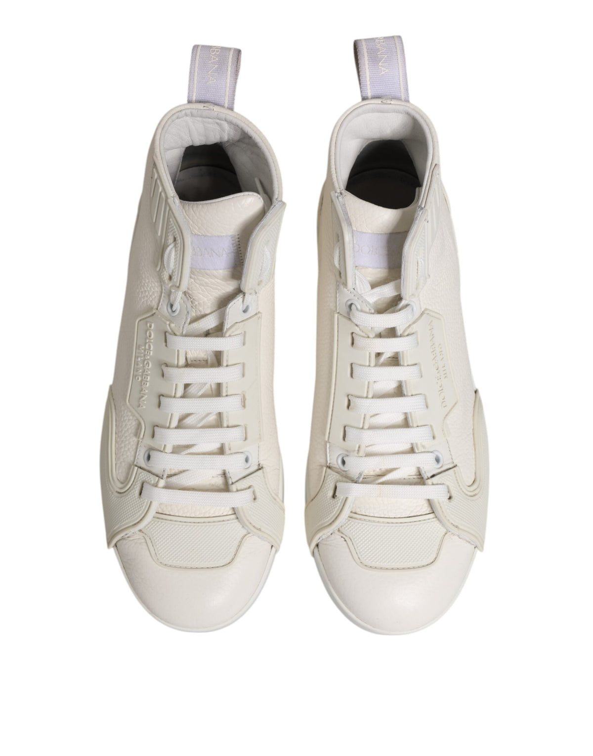 Dolce & Gabbana White Leather Mid Top Sneakers