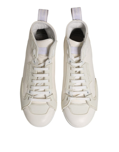 Dolce & Gabbana White Leather Mid Top Sneakers Shoes