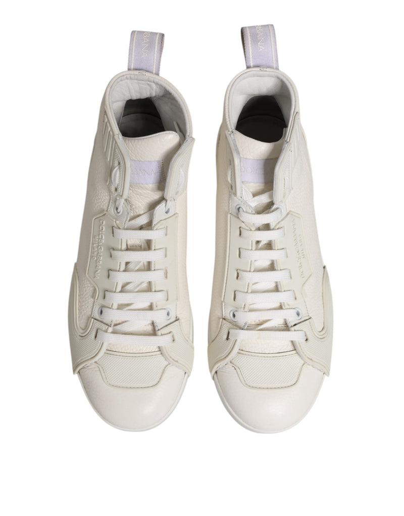 Dolce & Gabbana White Leather Mid Top Sneakers - Luxurious Style