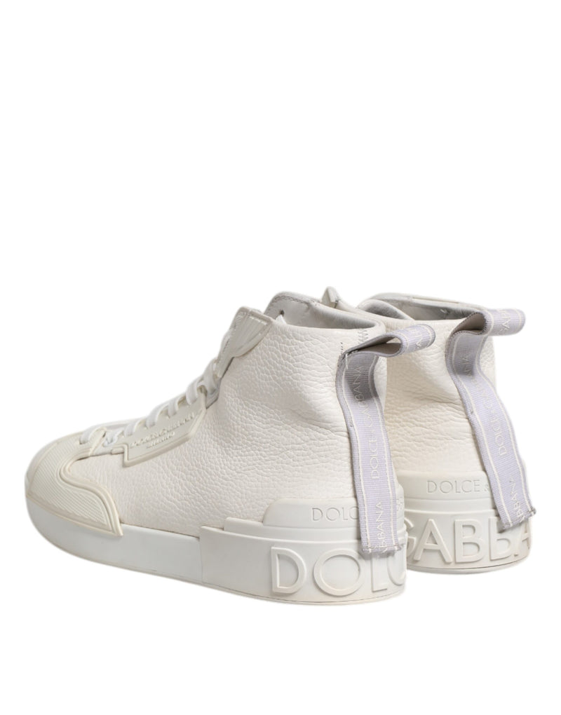 Dolce & Gabbana White Leather Mid Top Sneakers - Luxurious Style