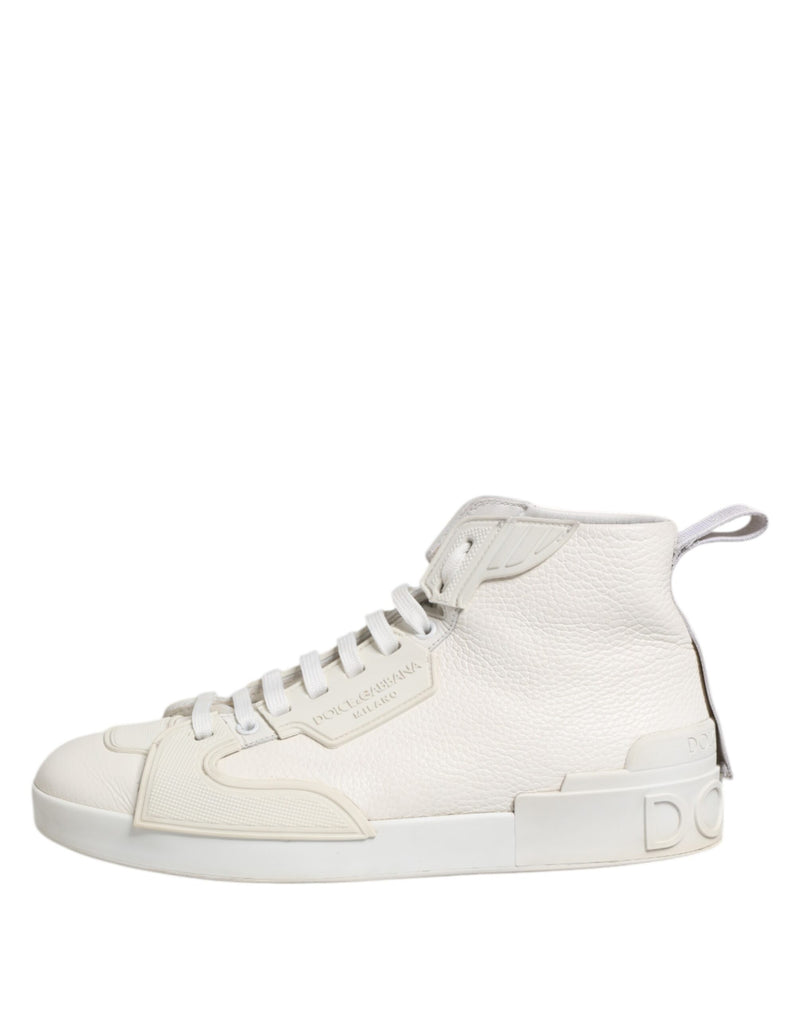 Dolce & Gabbana White Leather Mid Top Sneakers - Luxurious Style