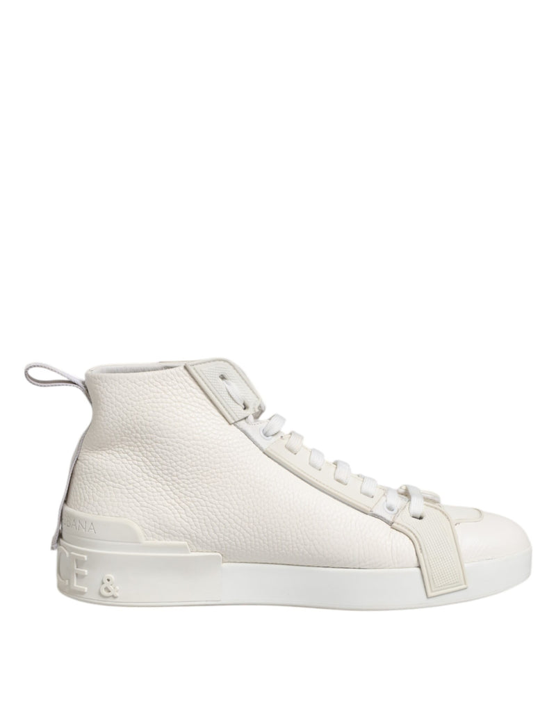 Dolce & Gabbana White Leather Mid Top Sneakers - Luxurious Style