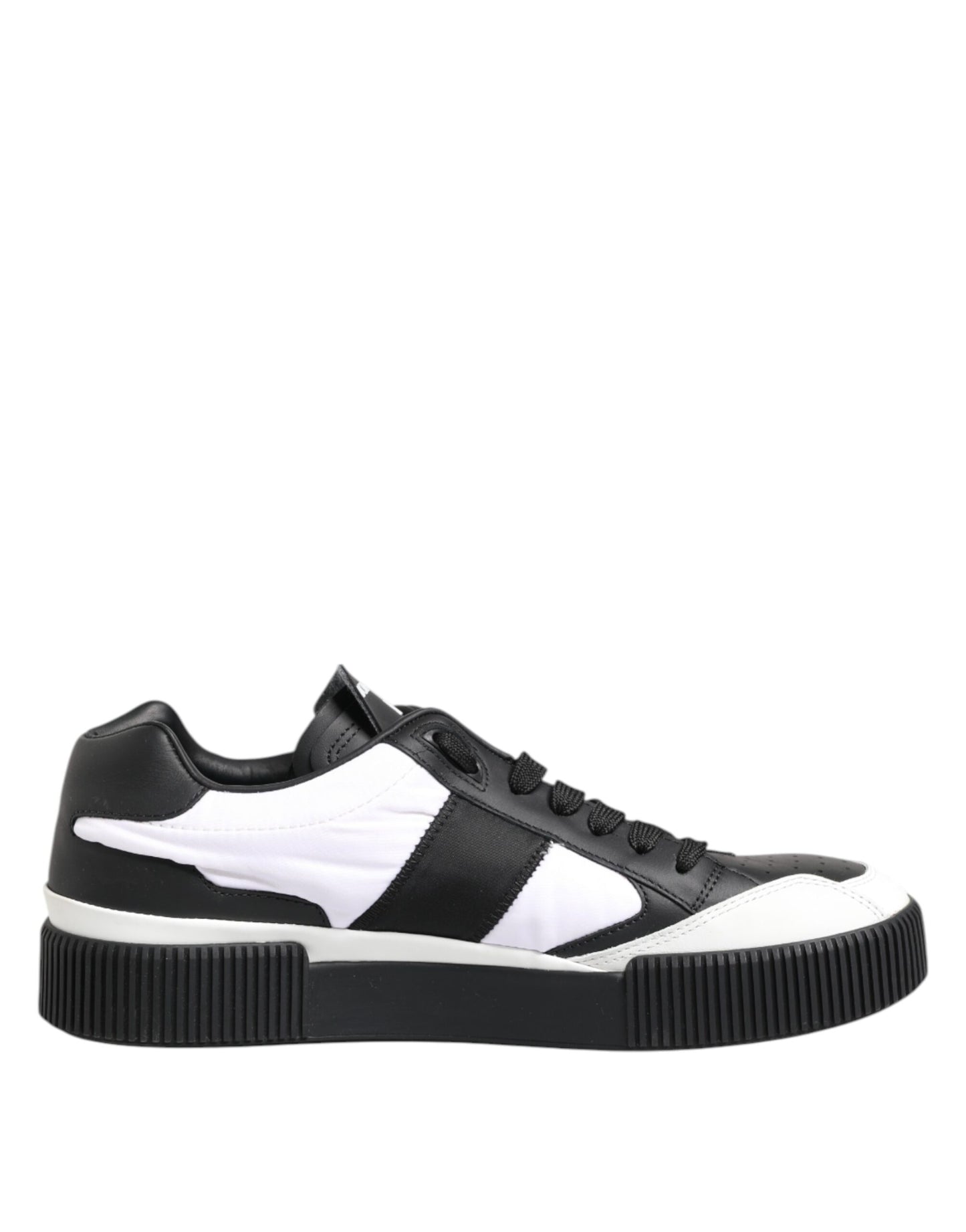 Dolce & Gabbana Black White Leather MIAMI Low Top Sneakers Shoes