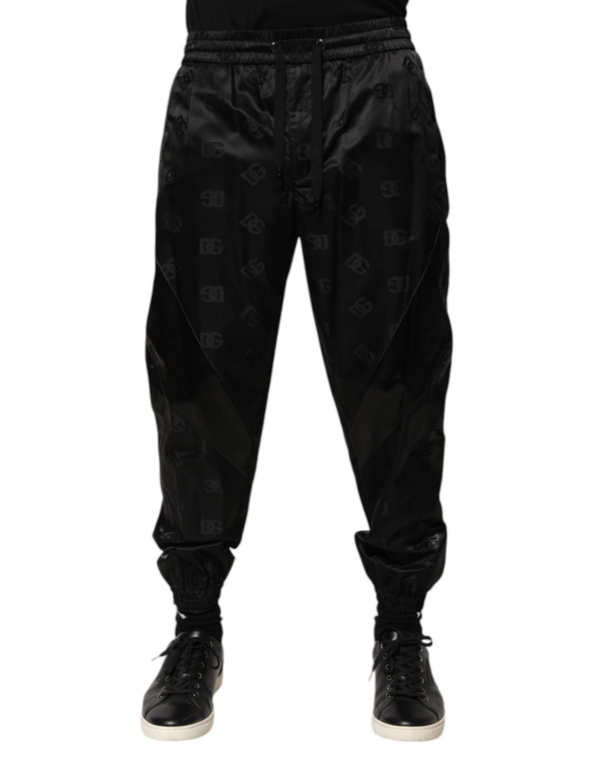 Pantalon de jogging en coton noir pour homme Dolce &amp; Gabbana avec logo DG imprimé.