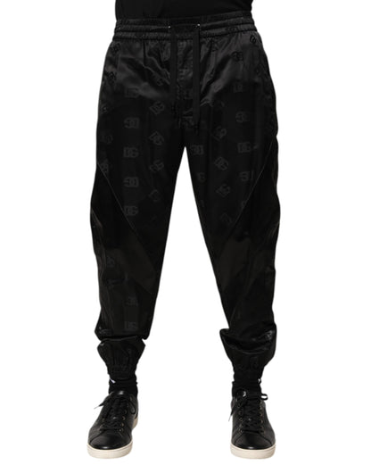 Pantalon de jogging en coton noir pour homme Dolce &amp; Gabbana avec logo DG imprimé.