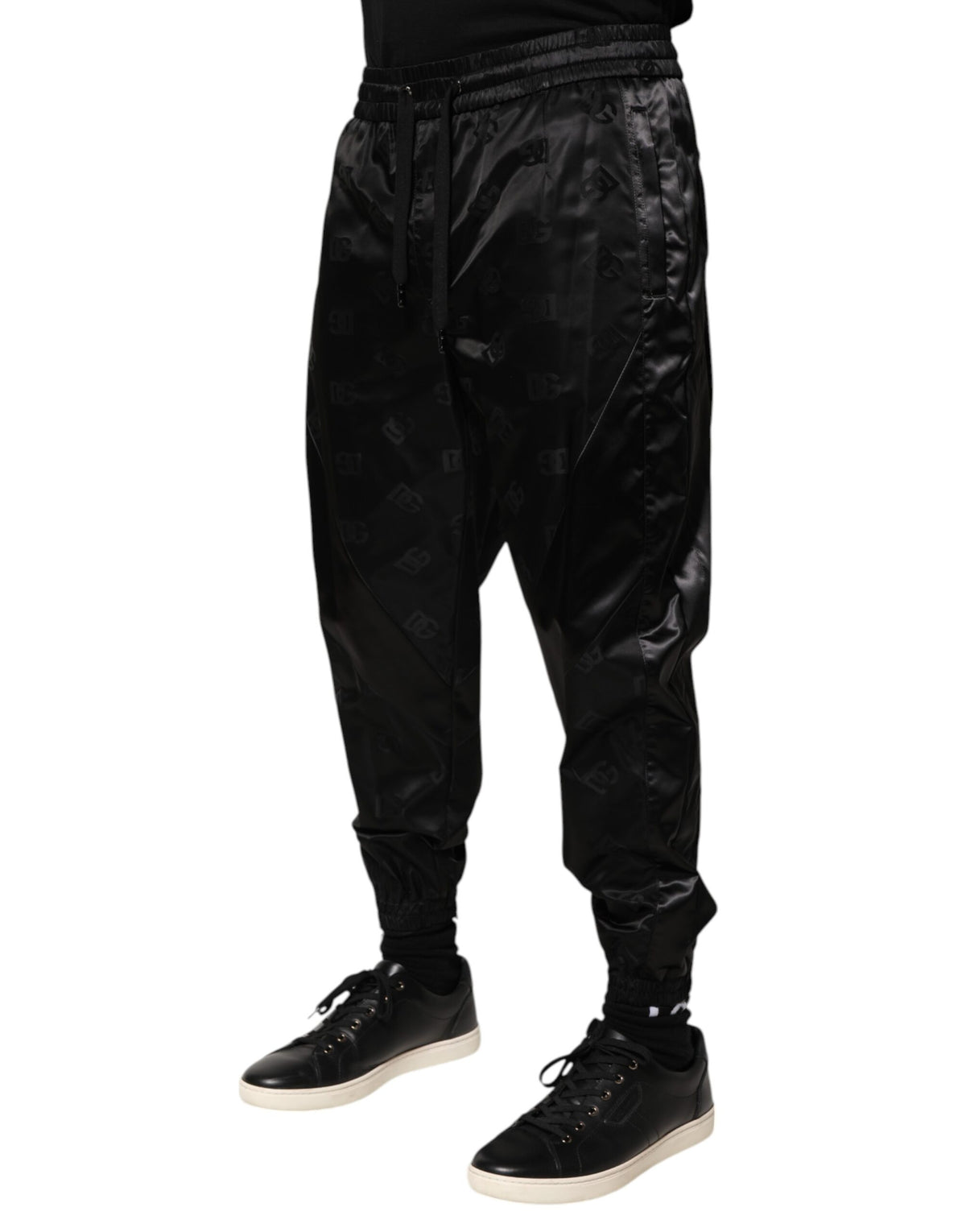 Pantalon de jogging en coton noir pour homme Dolce &amp; Gabbana avec logo DG imprimé.