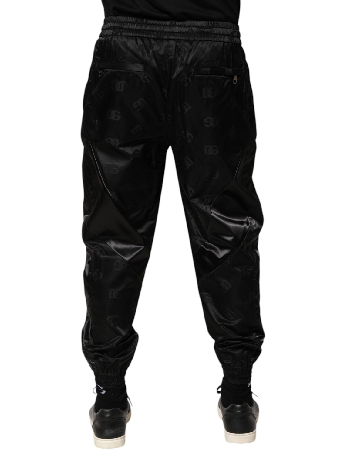 Pantalon de jogging en coton noir pour homme Dolce &amp; Gabbana avec logo DG imprimé.