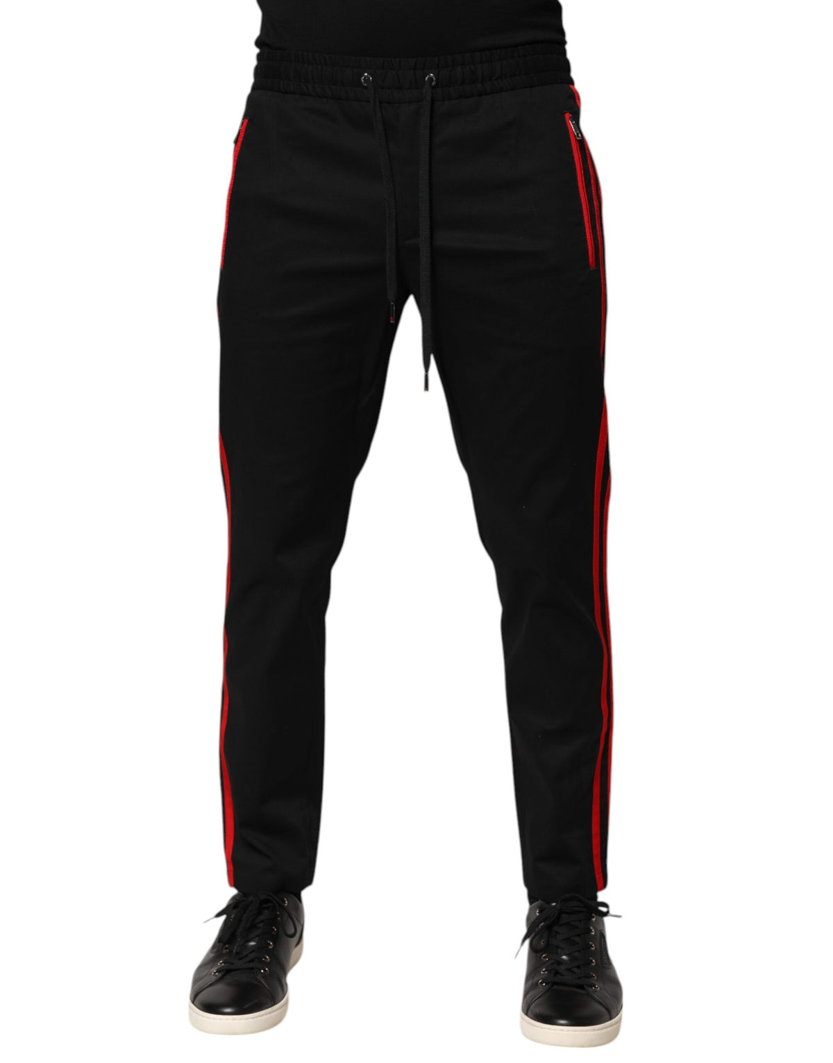 Pantalon de jogging en coton à rayures rouges avec logo Dolce &amp; Gabbana
