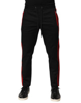 Pantalon de jogging en coton à rayures rouges avec logo Dolce &amp; Gabbana