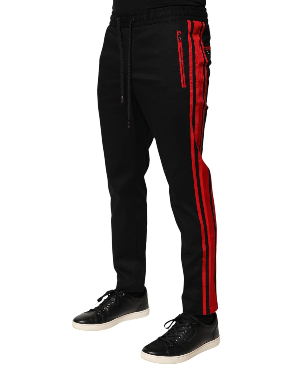 Pantalon de jogging en coton à rayures rouges avec logo Dolce &amp; Gabbana