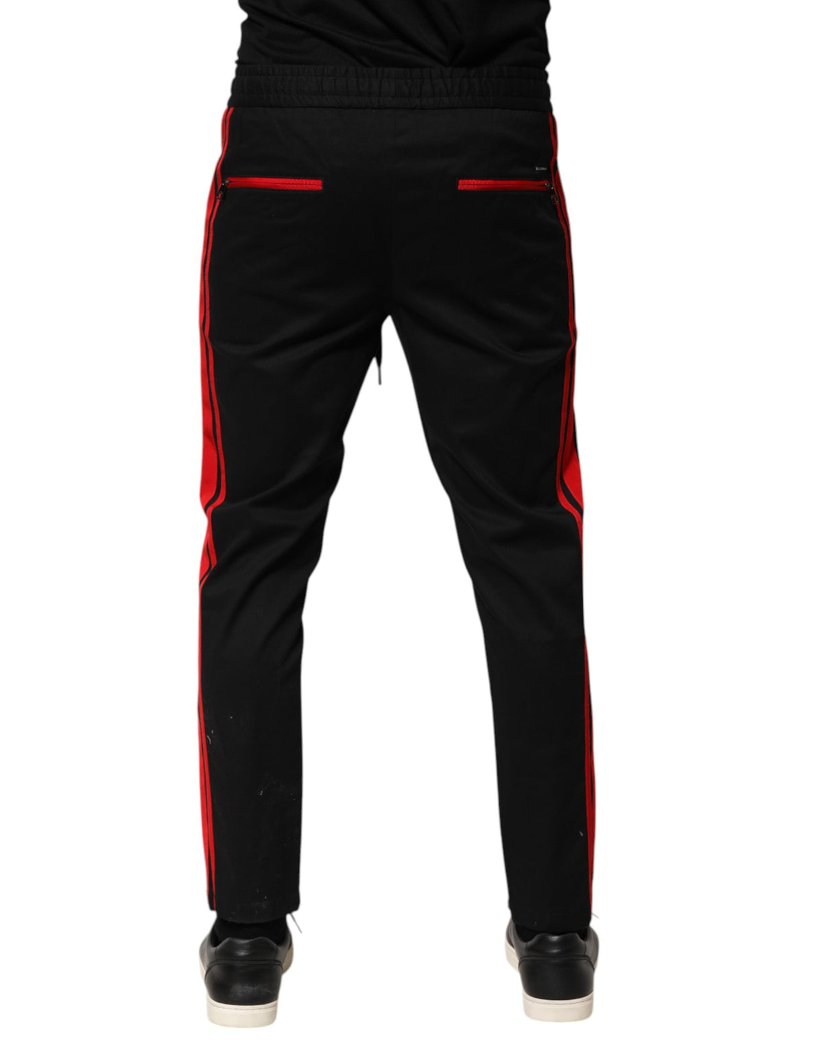 Pantalon de jogging en coton à rayures rouges avec logo Dolce &amp; Gabbana
