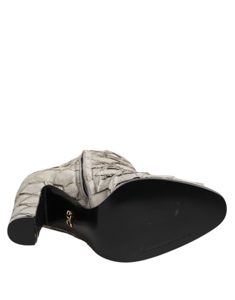 Dolce & Gabbana Off White Leather Ankle Boots for Women