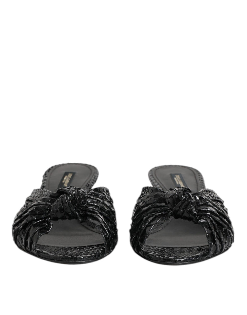 Dolce & Gabbana Black Python Leather Heels Sandals