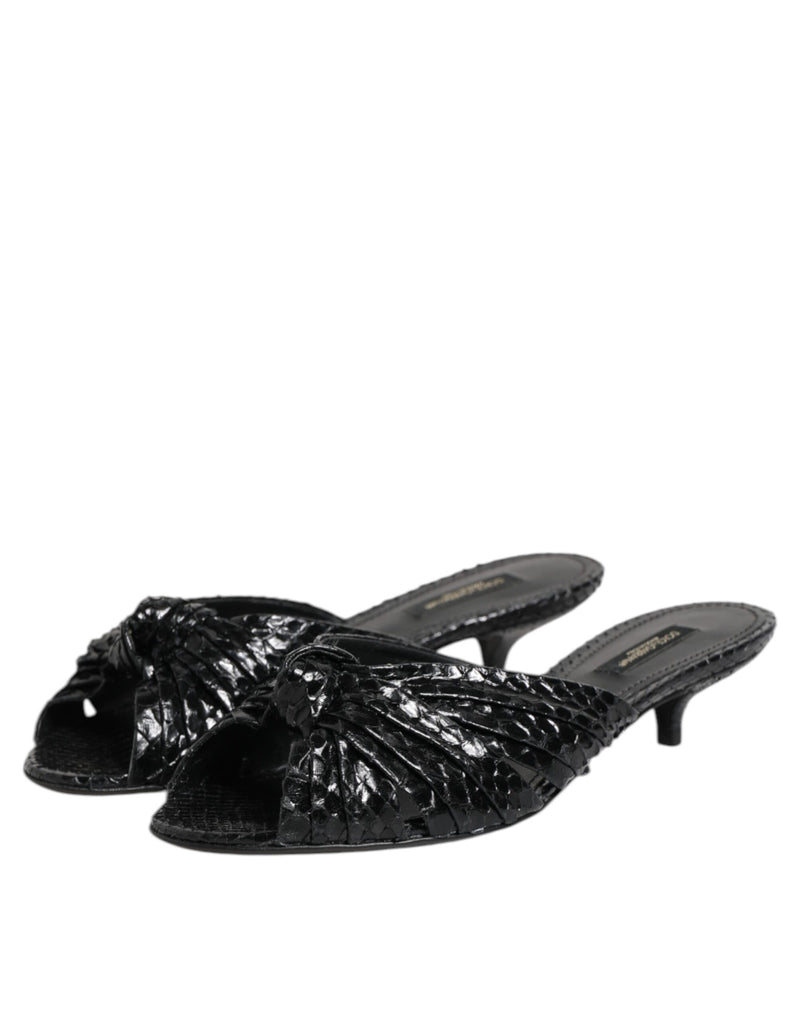 Dolce & Gabbana Black Python Leather Heels Sandals