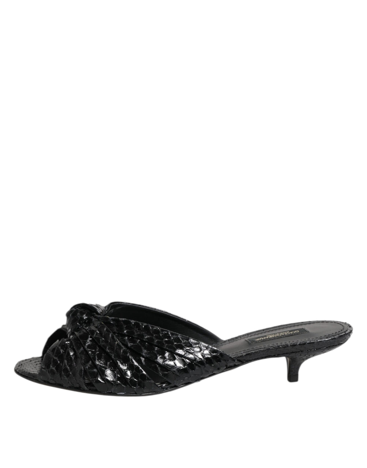 Dolce & Gabbana Black Python Leather Heels Sandals