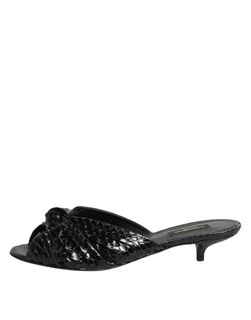 Dolce & Gabbana Black Python Leather Heels Sandals