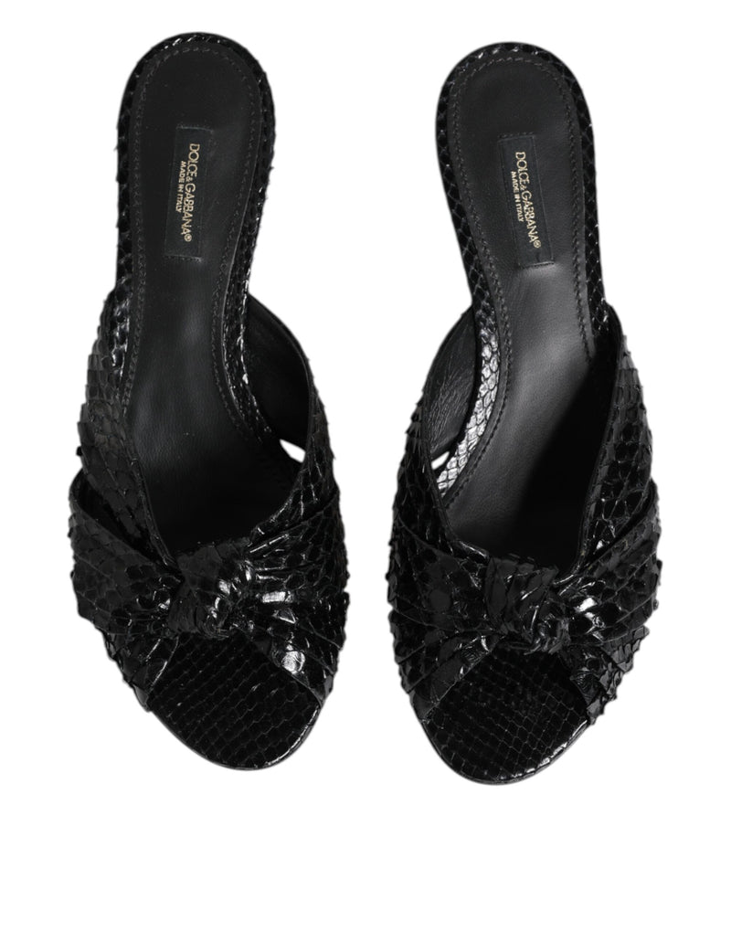 Dolce & Gabbana Black Python Leather Heels Sandals