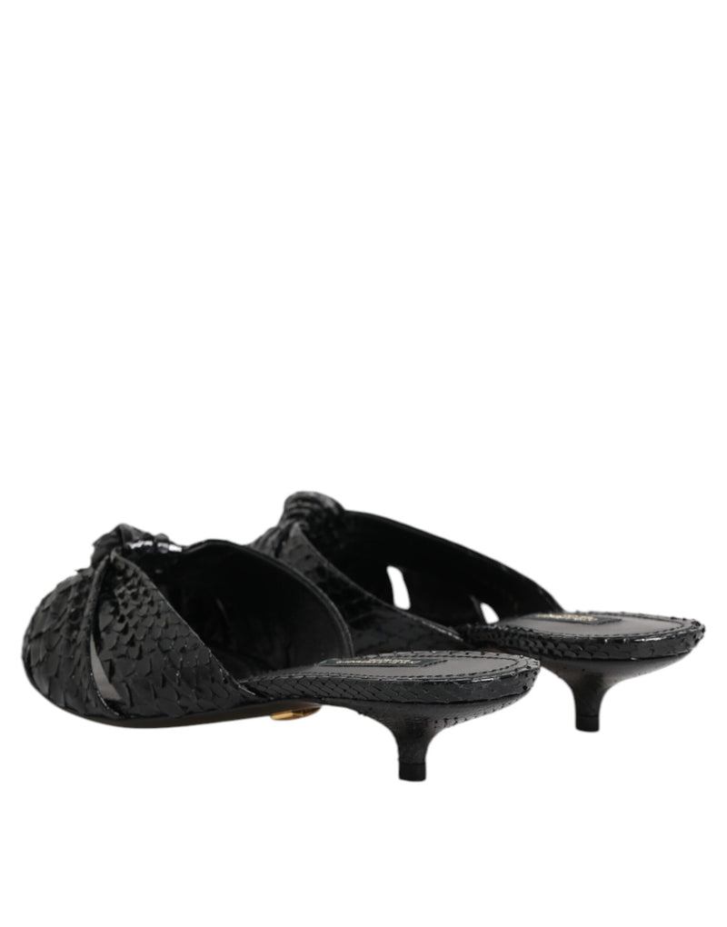 Dolce & Gabbana Black Python Leather Heels Sandals