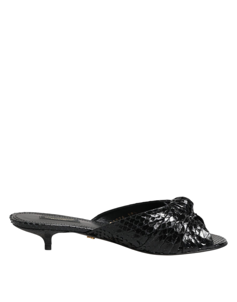 Dolce & Gabbana Black Python Leather Heels Sandals